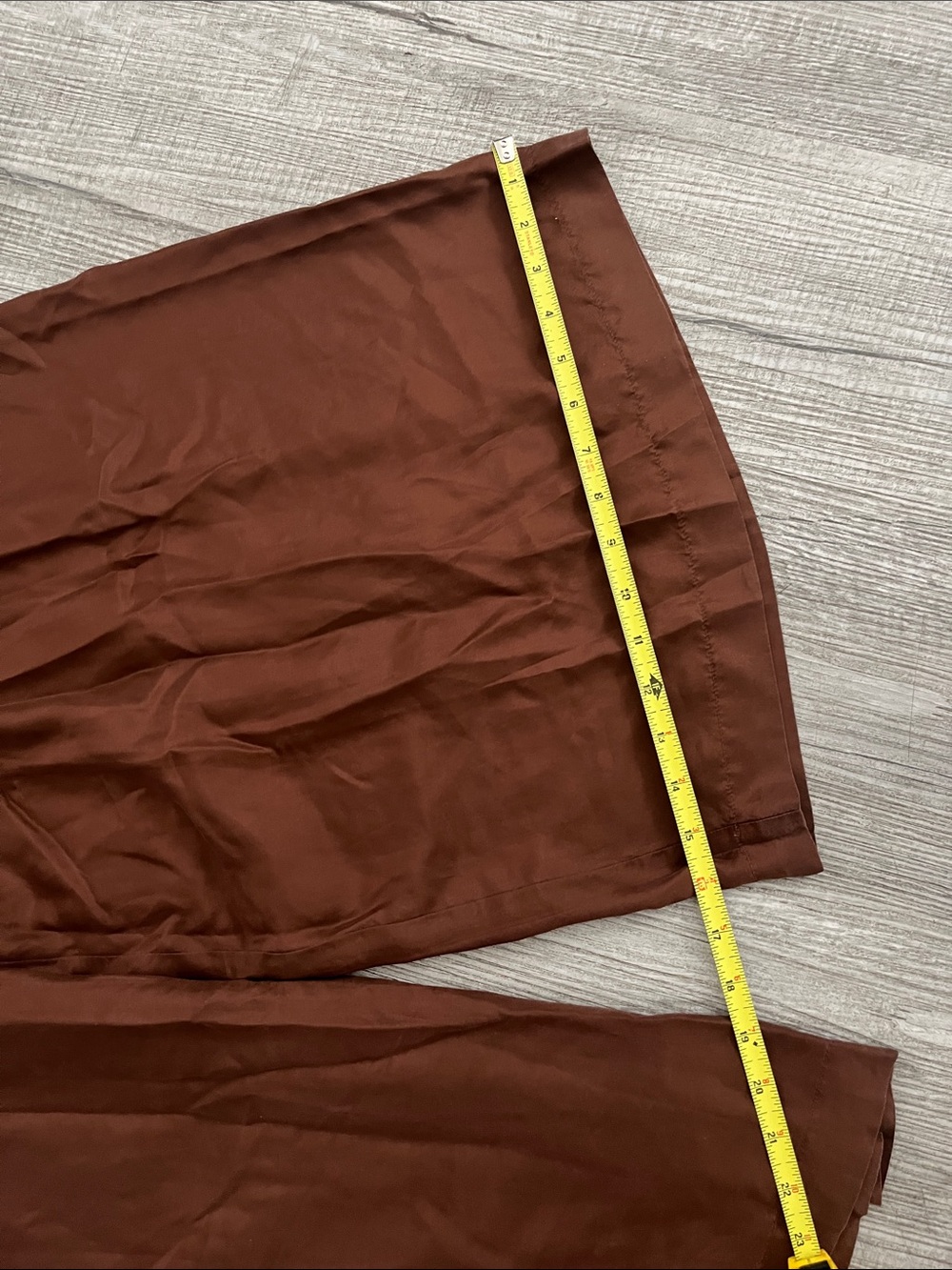 Wide Leg Brown Silk Pants - Picture 3 of 7